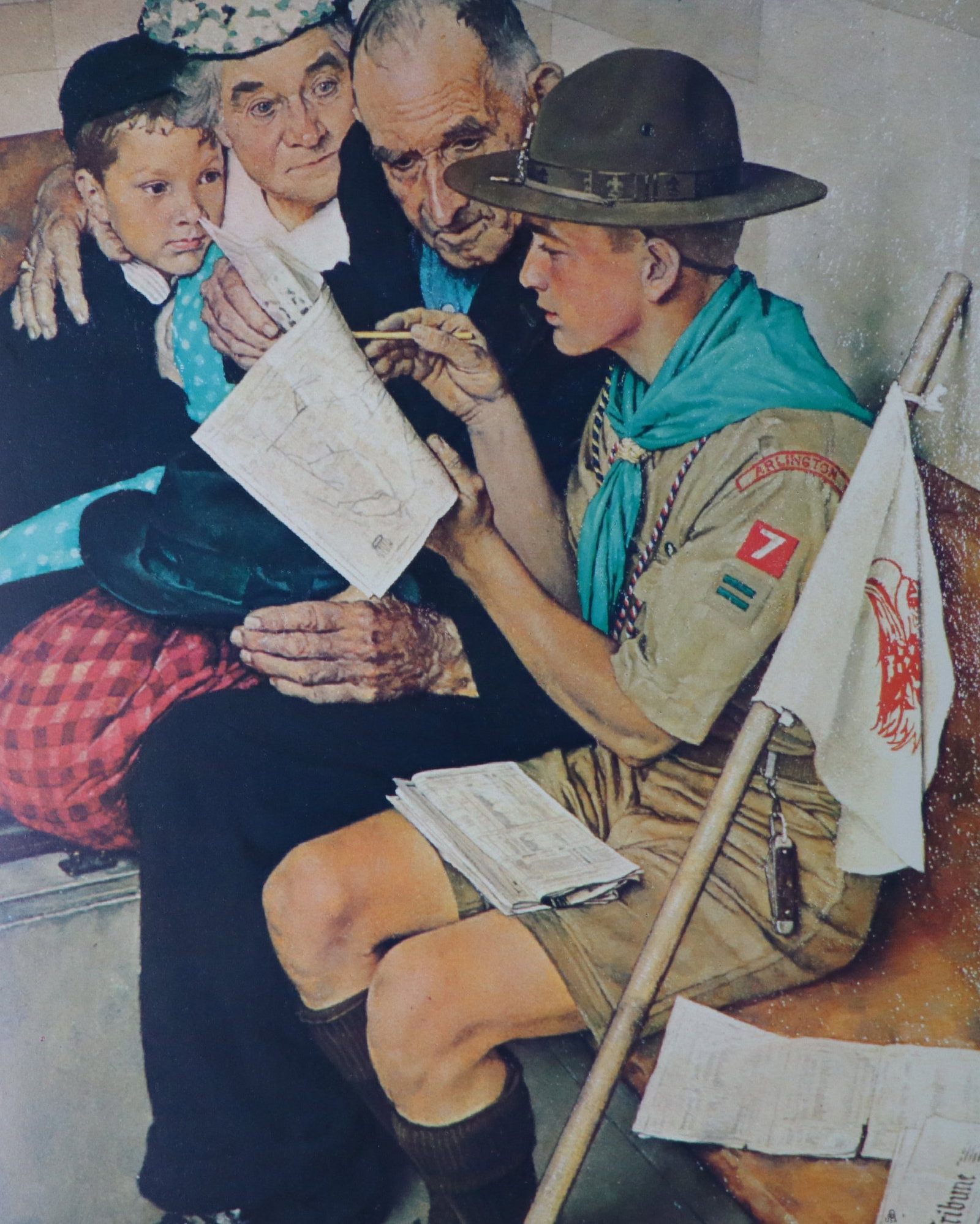 Norman Rockwell, 'A Scout is Friendly', Offset Lithograph, 1969: Artist: Norman Rockwell (American, 1894-1978) Title: Surface: Gloss Paper Type: Offset Lithograph Year: 1969 Size: 14"x11" inches (35.6 x 27.9 cm) (sheet, each)Origin: USA Signed: No Artist Bio: First
