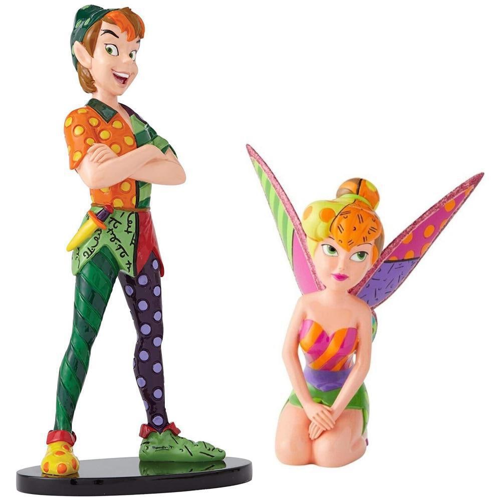Romero Britto, Disney's 'Peter Pan & Tinker Bell', Stone Resin Sculpture Set: DISNEY BY ROMERO BRITTO 'Peter Pan & Tinkerbell' Sculpture Set Signed, Romero Britto, on the left foot Material: Stone Resin Product Dimensions: Height 20cm, Width 9cm, Depth 10cm [Dimensions: 6 in H 