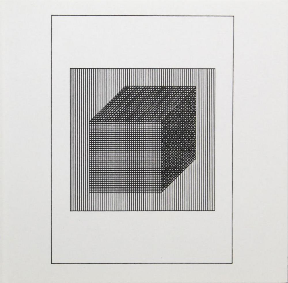 Sol Lewitt, 'Untitled' - 3D Cube, From The Suite 'Ficciones', Silkscreen: Description Artist: Sol Lewitt Title: Untitled from the Suite "Ficciones" Year: 1984 Dimensions: 8in. by 8in. Edition: From the rare limited edition Publisher: Limited Editions Club, New York Suite: F