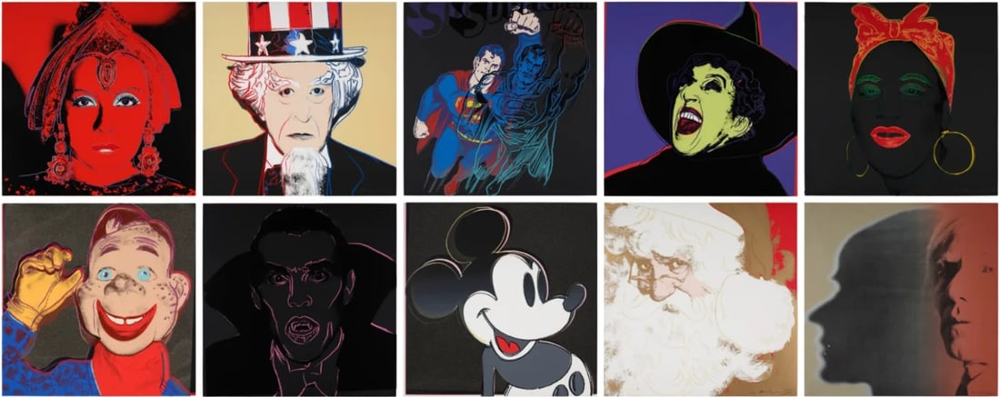 SET, from Myths Portfolio by ANDY Warhol: Andy Warhol, (After) Myths Portfolio 1981 (10 Prints) Screenprint in colors Images size 38 x 38 in This work is an unsigned and Unnumbered Printer's proof, outside of the edition Printed by Rupert Jas