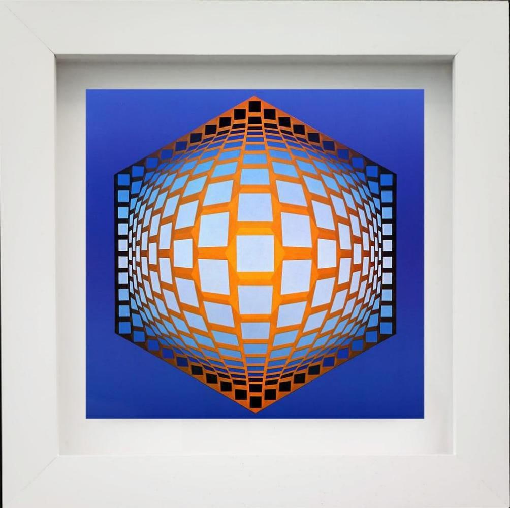 Victor Vasarely, "Tegla-Hat, 1972" Monograph On Paper, Framed: Victor Vasarely "Tegla-Hat" 1972 Monograph on paper Not Signed or numbered, as published Published by Editions Du Griffon Neuchatel in 1971, and printed in Switzerland. Paper size: 10.5 " x 10.5" Fram