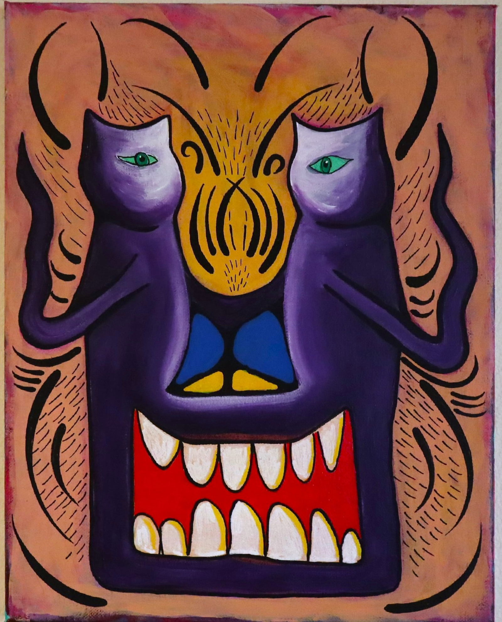 Jenny Quest, Cat Eyes, Original Acrylic Canavas Board Painting, 2022 (1 of 3)