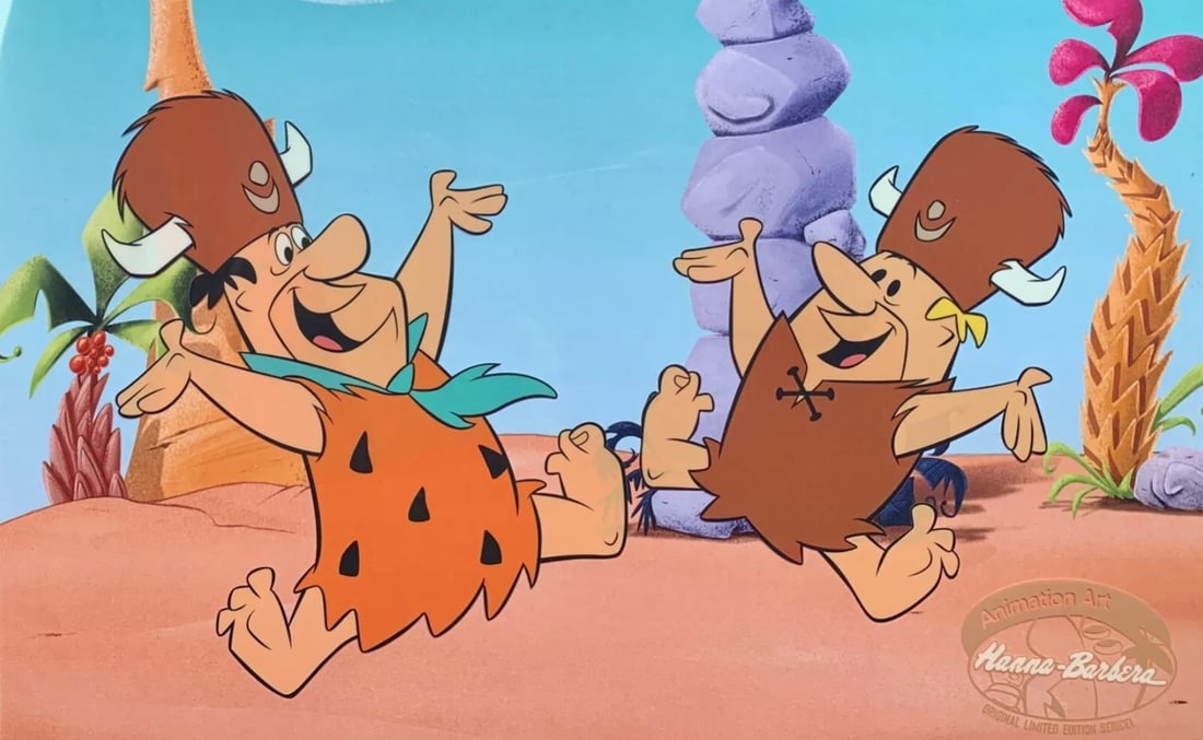 Hanna-Barbera, 'Fred & Barney', Limited Edition Animation Cel: Limited edition sericel of The Flintstones titled "Yabba Dabba Doo". This fantastic animation features Fred Flintstone and Barry Rubble as they appeared in the original animated cartoon. Measures 14" 