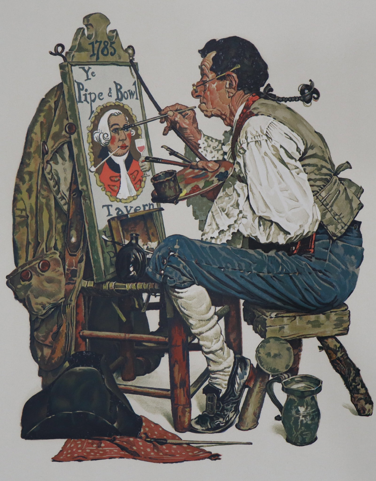 Norman Rockwell 'Ye Pipe And Bowl', Signed Artist Proof Lithograph, 1976: Ye Pipe and Bowl" Norman Rockwell Media: Lithograph on Paper Image Dimensions: 27" x 21" Year Produced: 1976 Edition Size: 200 Numbered (1-200), 60 Artist proof Edition Number: A/P (Artist Proof) Sign