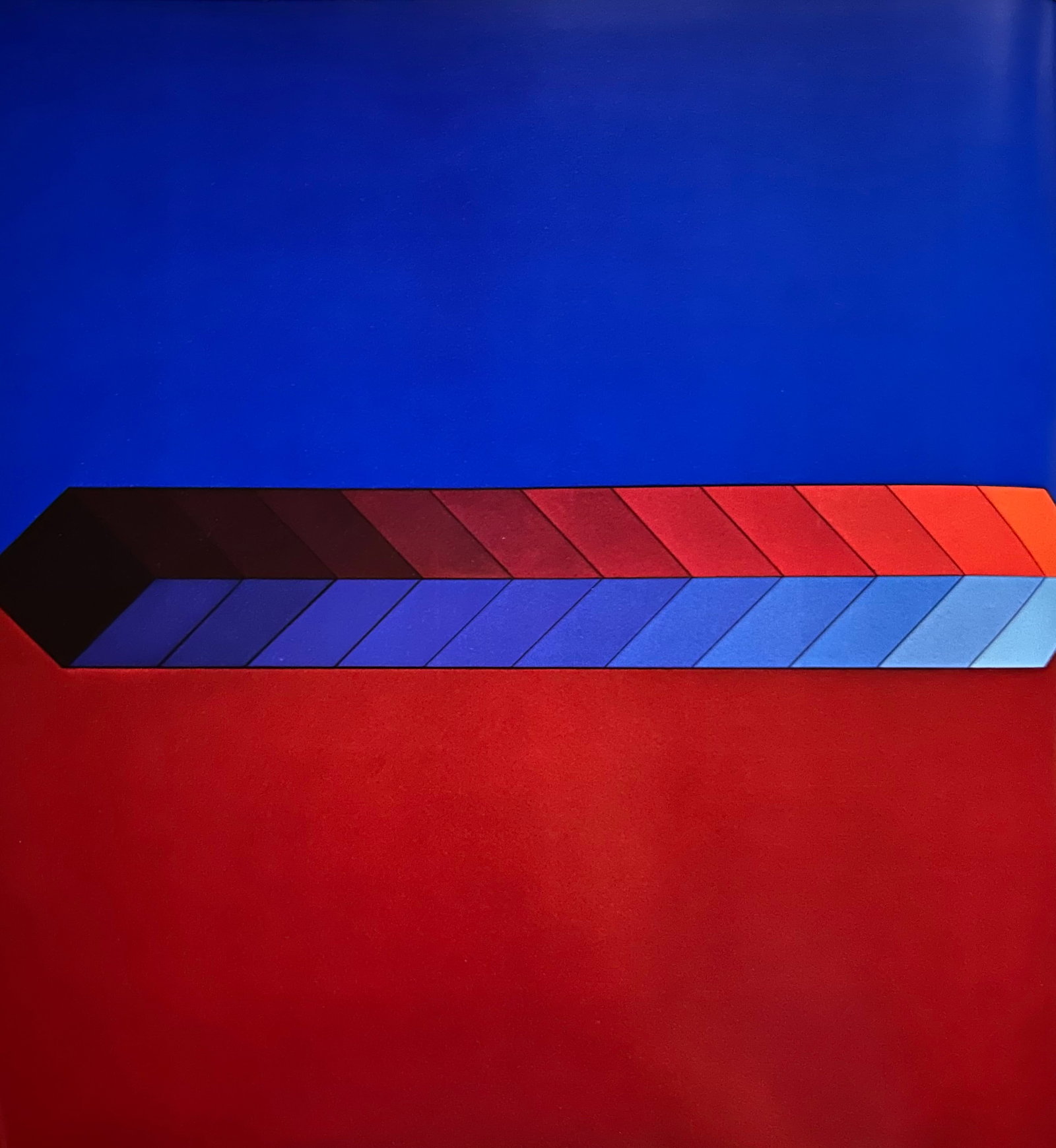 Victor Vaserely, Blue and red structures and backgrounds: Description: Title: Blue and red structures and backgrounds Type: Monograph on paper, framed Not Signed or numbered, as published Published by Editions Du Griffon Neuchatel in 1971, and printed in Swi