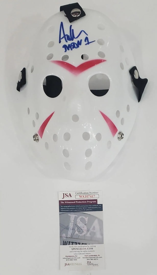 Jason Mask Hand signed by Original Jason (Ari Lehman) JSA Cert: Jason Mask Hand signed by Original Jason (Ari Lehman) JSA Cert Condition- Excellent