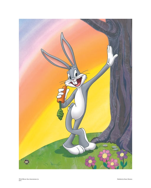 Warner Bros, Looney Tunes, Bugs Bunny, "Classic Styled, Chewing A Carrot", 16" X 20": Title: Classic style, Chewing a Carrot Subject: Bugs Bunny Publisher: Classic Moments Type: Animation Giclee Paper: MT600 Year Produced: Circa 2000-2010 Size: 16" x 20" Condition: Excellent Licensed b