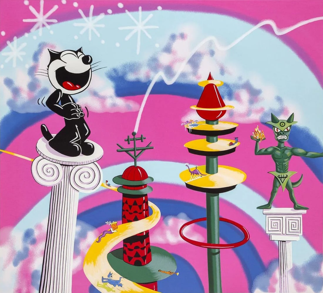 Kenny Scharf, 'Felix On A Pedestal', Vintage Serigraph,1997: Artist: KENNY SCHARF Title: Felix on a Pedestal Type: SERIGRAPH Dimensions: SHEET SIZE: 43"x46" INCHES EDITION: OF 150 YEAR: 1997 SIGNATURE: No ARTWORK IS IN EXCELLENT CONDITION