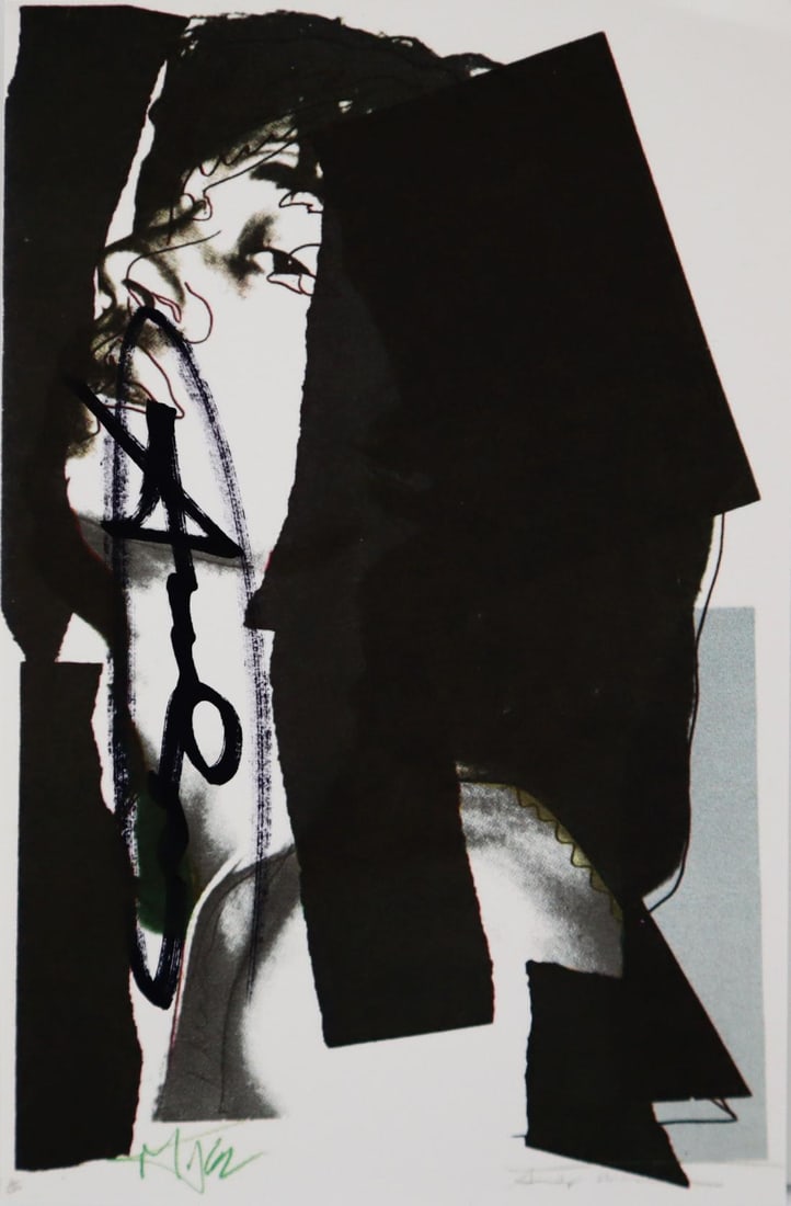 Andy-Warhol "Mick Jagger-FSII.144" Framed Announcement card, Hand signed (1 of 1)