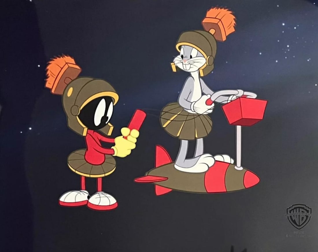 Warner Bros, Looney Tunes, Marvin The Martian & Bugs Bunny in Space, Limited Edition Animation Cel (1 of 1)