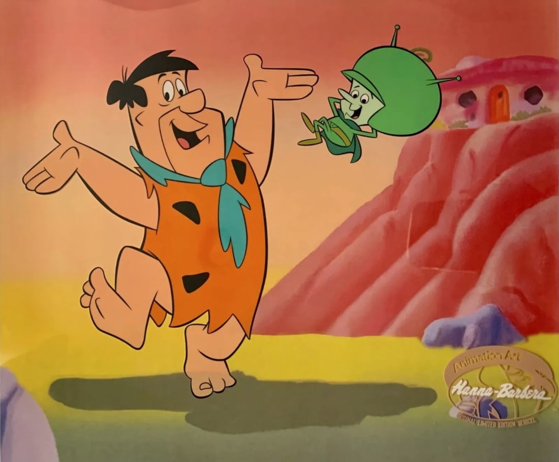 Hanna-Barbera, Flintstone's - Fred & Gazoo, Limited Edition Animation Cel: Limited edition Sericel of The Flintstones titled "Fred and The Great Gazoo". This fantastic animation features The Flintstones as they appeared in the original animated cartoon. Measures 13" x 11". C