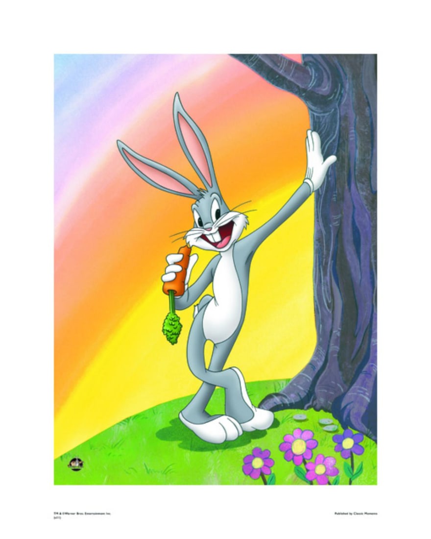 Warner Bros, Looney Tunes, Bugs Bunny, 'Classic Styled, Chewing A Carrot', 16' X 20': Title: Classic style, Chewing a Carrot Subject: Bugs Bunny Publisher: Classic Moments Type: Animation Giclee Paper: MT600 Year Produced: Circa 2000-2010 Size: 16" x 20" Condition: Excellent Licensed b