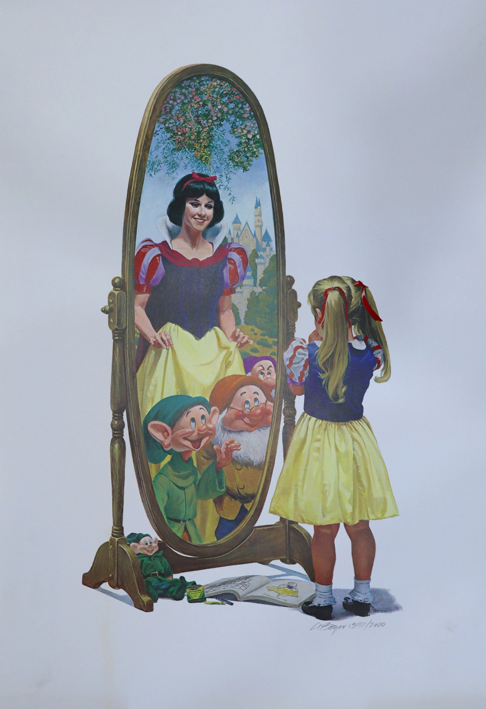 Charles Boyer, 'Snow White and the Seven Drawfs', Signed Limited Edition Disney Lithograph, 1987: Artist: Charles Boyer (1935 - 2021) Title: 'Snow White amd the Seven Drawfs' Year: 1987 Limited Edition: 2000 Signed: C Boyer Image Size: 21"x30" Type: Lithograph Material: Paper Description: Descript