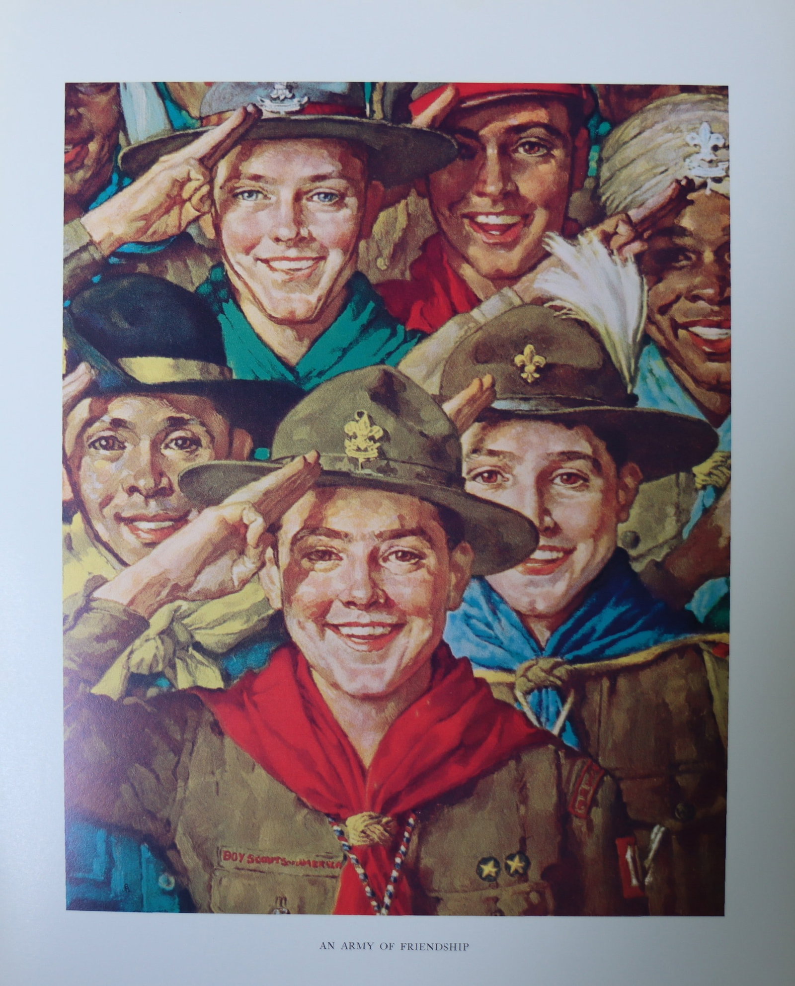 Norman Rockwell, 'Army of Friendship', Offset Lithograph, 1969: Artist: Norman Rockwell (American, 1894-1978) Title: Surface: Gloss Paper Type: Offset Lithograph Year: 1969 Size: 14"x11" inches (35.6 x 27.9 cm) (sheet, each)Origin: USA Signed: No Artist Bio: First