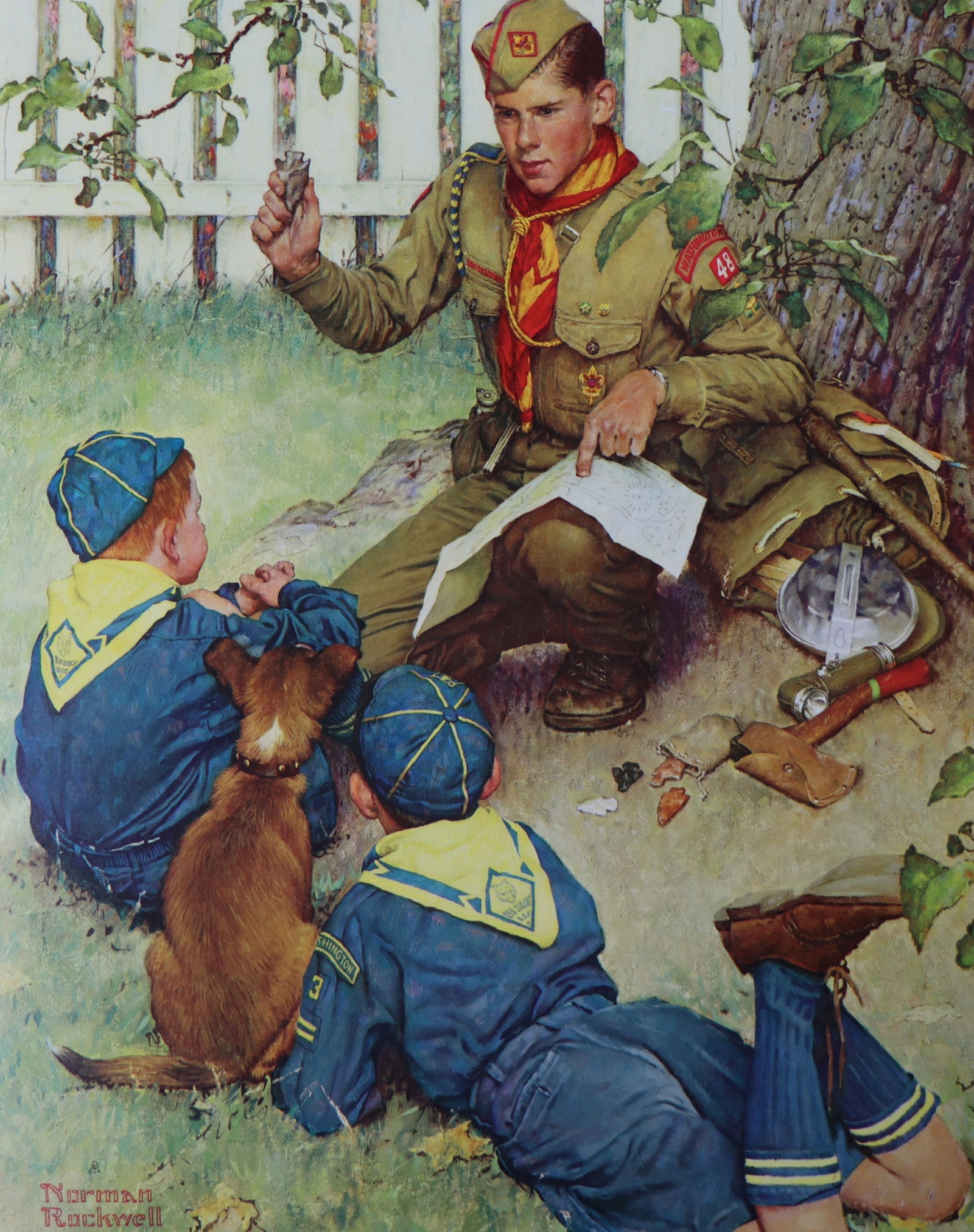 Norman Rockwell, 'The Adventure Trail', Offset Lithograph, 1969: Artist: Norman Rockwell (American, 1894-1978) Title: Surface: Gloss Paper Type: Offset Lithograph Year: 1969 Size: 14"x11" inches (35.6 x 27.9 cm) (sheet, each)Origin: USA Signed: No Artist Bio: First