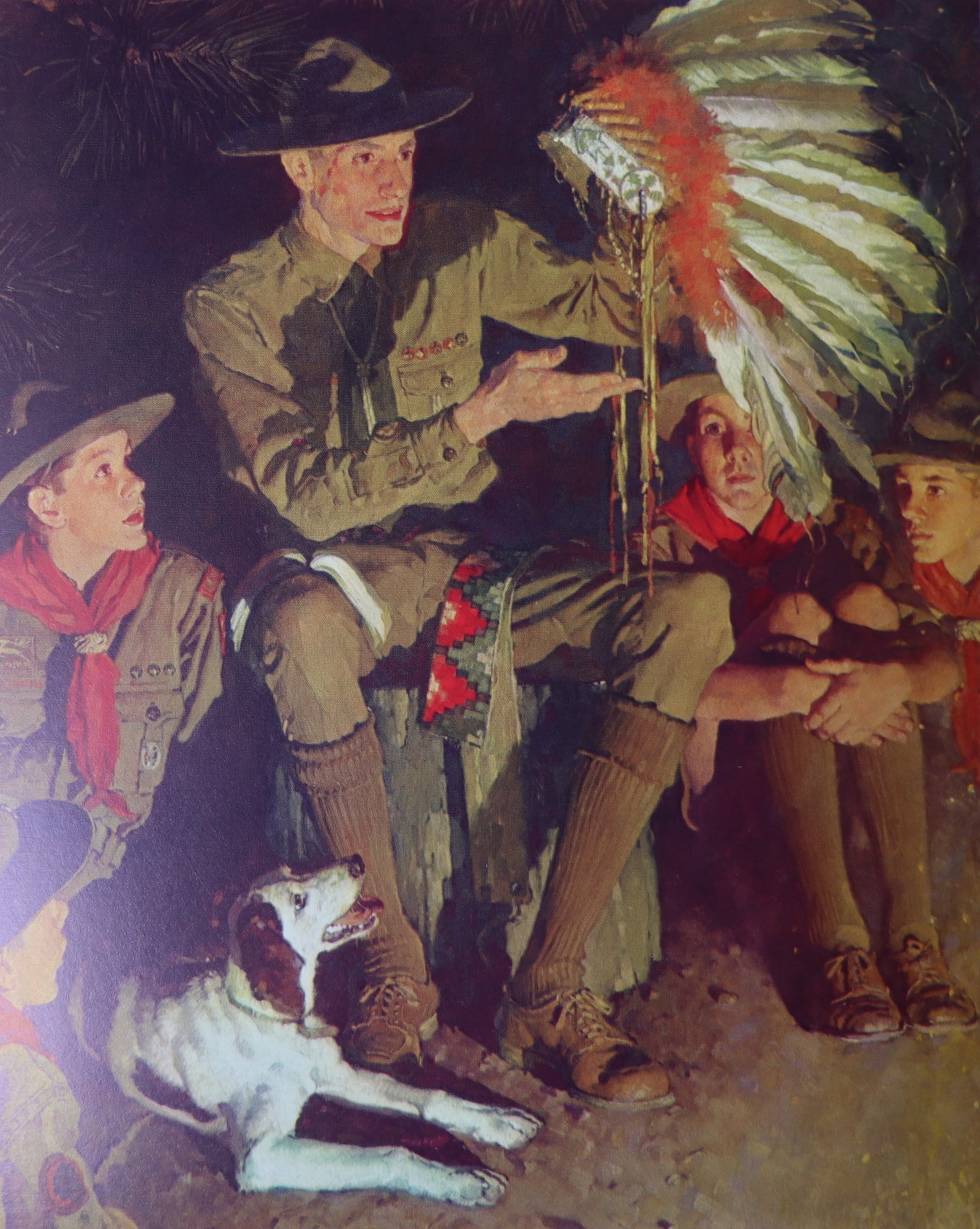 Norman Rockwell, 'The Campfire Story', Offset Lithograph, 1969: Artist: Norman Rockwell (American, 1894-1978) Title: Surface: Gloss Paper Type: Offset Lithograph Year: 1969 Size: 14"x11" inches (35.6 x 27.9 cm) (sheet, each)Origin: USA Signed: No Artist Bio: First