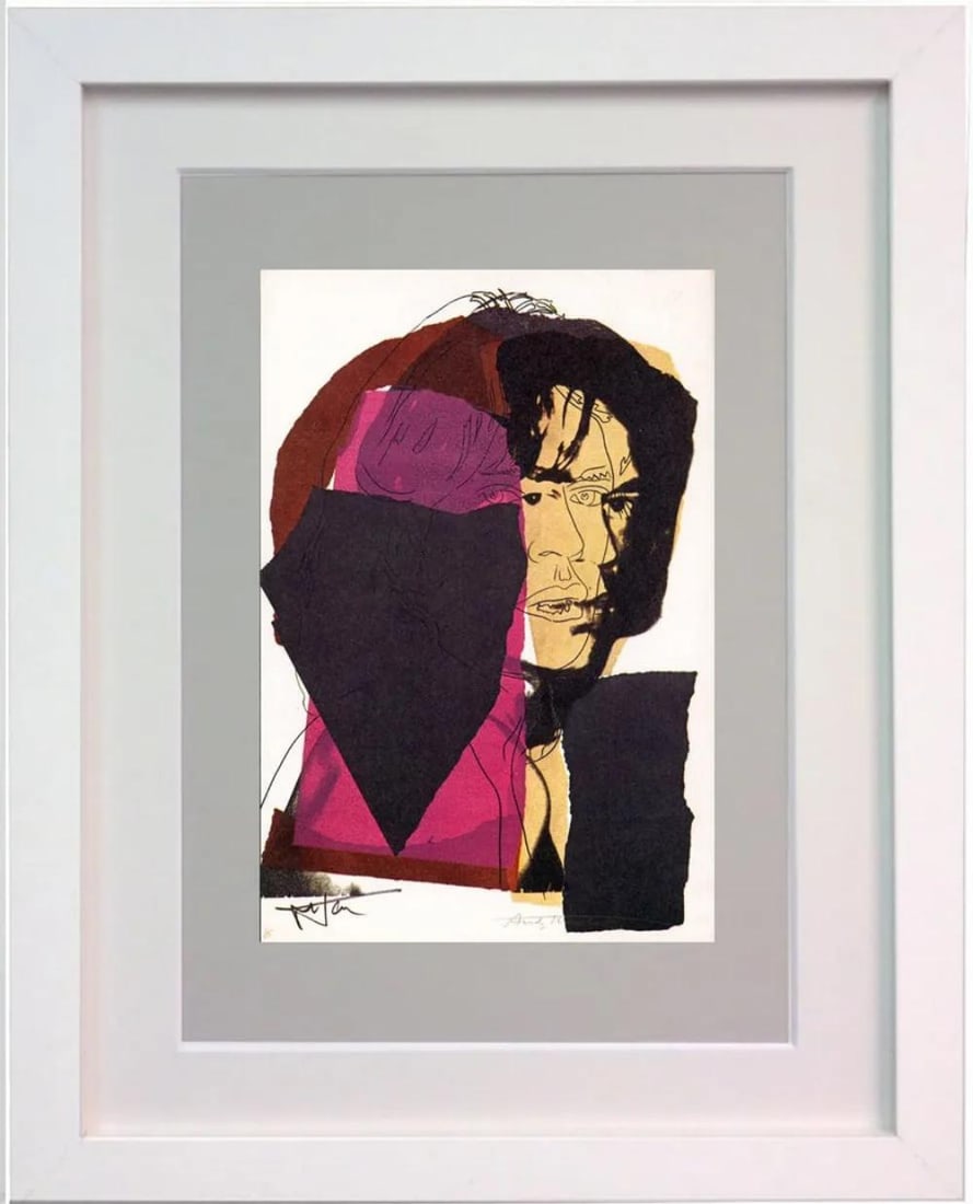 Andy Warhol, 'Mick Jagger Fsii.139', Framed Announcement-Card, 1975: Artist: Andy Warhol (1928 - 1987) Title: 'Mick Jagger' FS II.139 Framed Announcement card. Medium: Lithograph Size: Image size: 6" x 4" Framed: 10" x 8" Year: 1975 Description: Signed and numbered on 