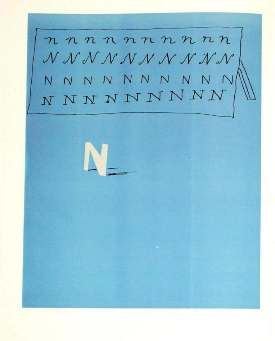 David Hockney, Letter N - Framed Lithograph: Artist: David Hockney. Title: Letter N from "Hockney's Alphabet" Year: 1991. Dimensions: 12 5/8in. by 9 5/8in. Frame size approx: 20x17 Inches. Publisher: Faber and Faber Limited London Suite: Hockney