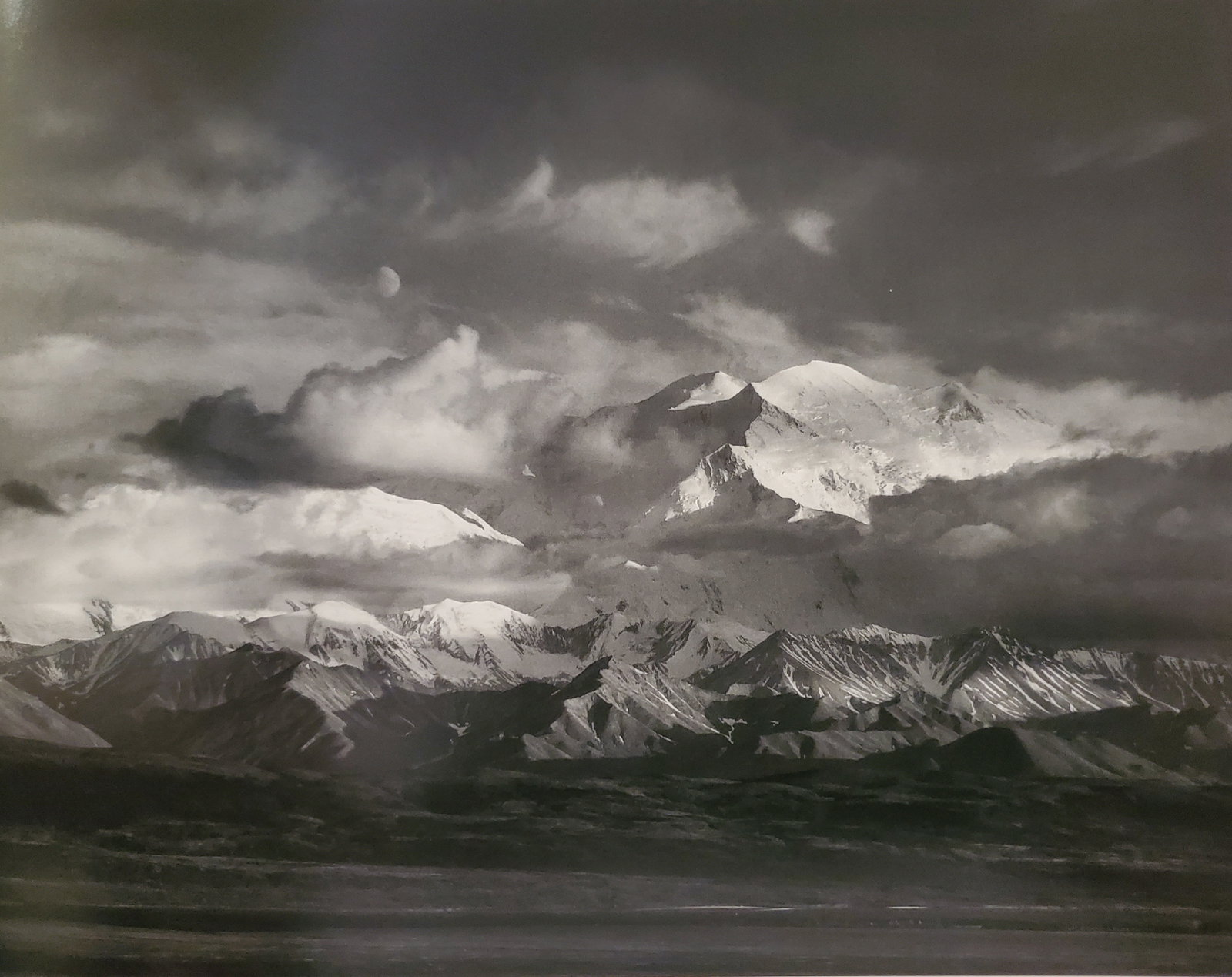 Ansel Adams, Moon and Mount Mckinley, Denali National Park, Alaska, 1947: Photographer: Ansel Adams (American, 1902 - 1984) - Internationally renowned American photographer. One of the most influential artists in photographic history. Title: "Moon and Mount Mckinley, Denali