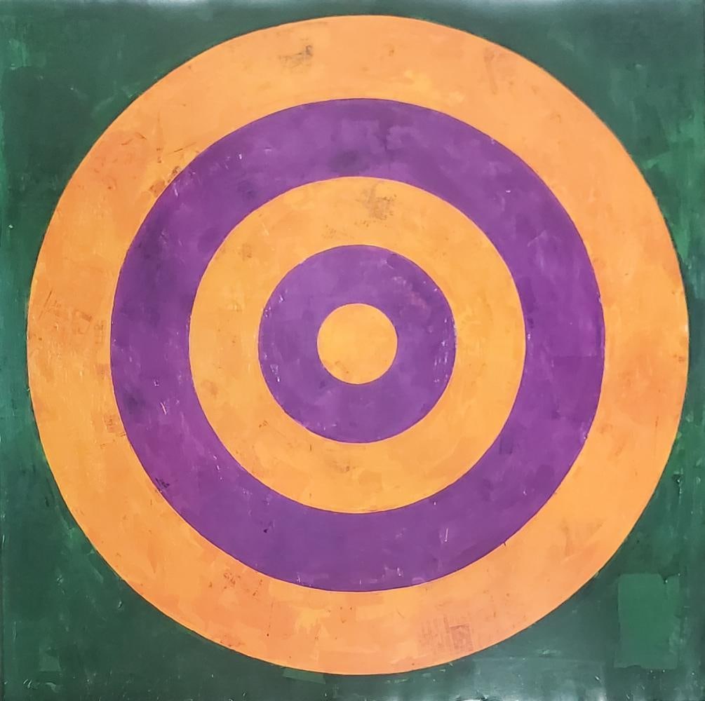 Jasper Johns "Target" Framed Offset Lithograph Poster 2003: JASPER JOHNS "Target" Offset Lithograph Poster Size-26.5 x 26.5 Framed Size- 32 x 32 Printer- Momuk (Mumok Stiftung Ludwig VBK Wein) Printer Stamp on the Verso Printed in 2003 Condition- Excellent