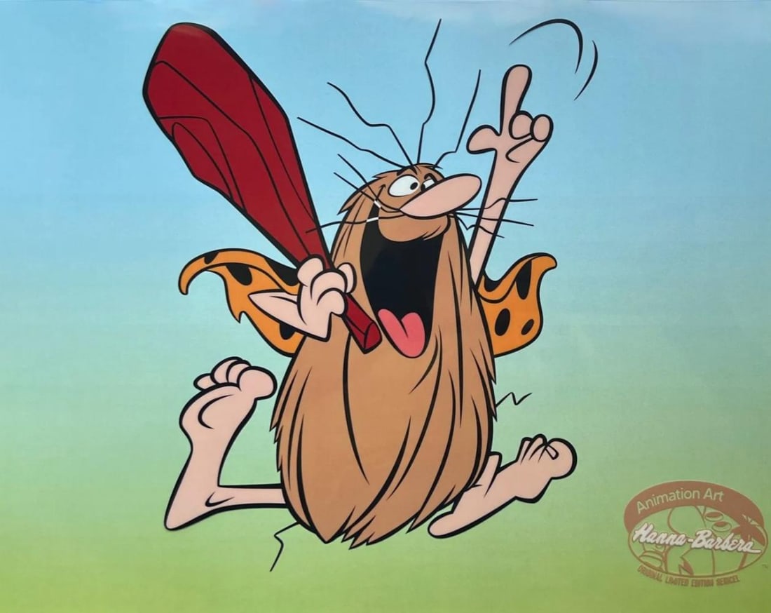 Hanna-Barbera, Captain Caveman Cartoon Animation, Limited Edition Animation Cel: Limited edition sericel titled "Captain Caveman". This fantastic animation sericel features Captain Caveman he appeared in the original classic animated cartoon Captain Caveman and the Teen Angels. Me