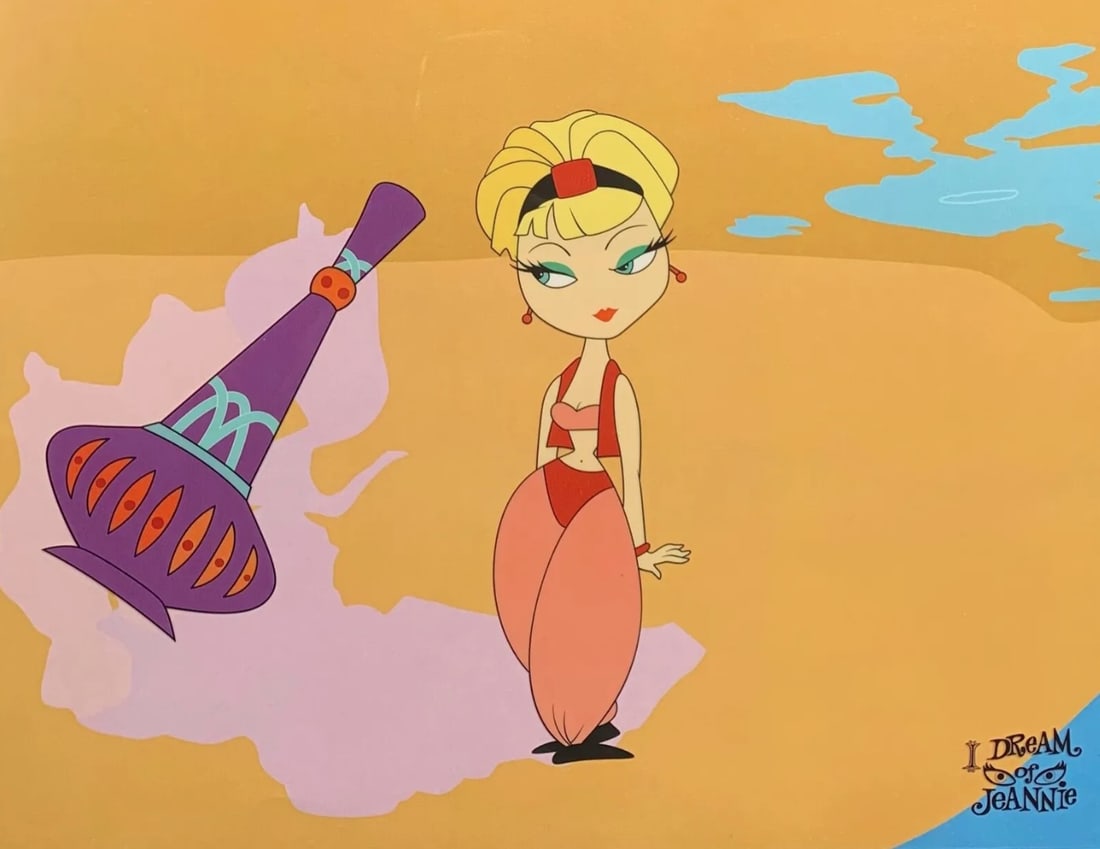 I Dream Of Jeannie' TV Show, Limited Edition Animation Cel: Limited edition sericel from the opening title sequence title of the "I Dream of Jeannie" television series. This Cel measures 11" x 14", comes unframed. Comes with a complimentary laser background. I