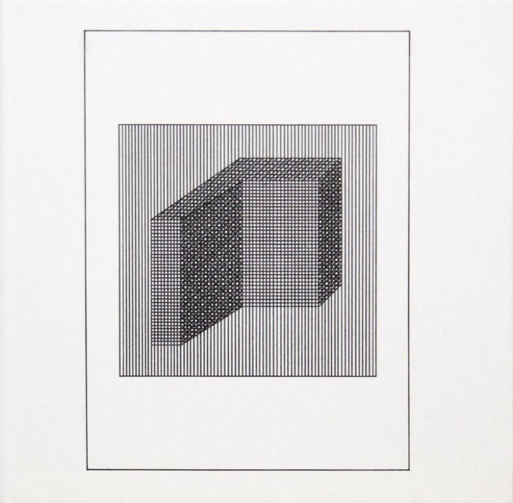 Sol Lewitt, 'Untitled' - 3D L-Shape, From The Suite 'Ficciones', Silkscreen: Description Artist: Sol Lewitt Title: Untitled from the Suite "Ficciones" Year: 1984 Dimensions: 8in. by 8in. Edition: From the rare limited edition Publisher: Limited Editions Club, New York Suite: F