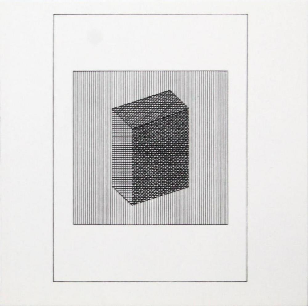 Sol Lewitt, 'Untitled', - 3D Rectangle, From The Suite 'Ficciones', Silkscreen: Description Artist: Sol Lewitt Title: Untitled from the Suite "Ficciones" Year: 1984 Dimensions: 8in. by 8in. Edition: From the rare limited edition Publisher: Limited Editions Club, New York Suite: F