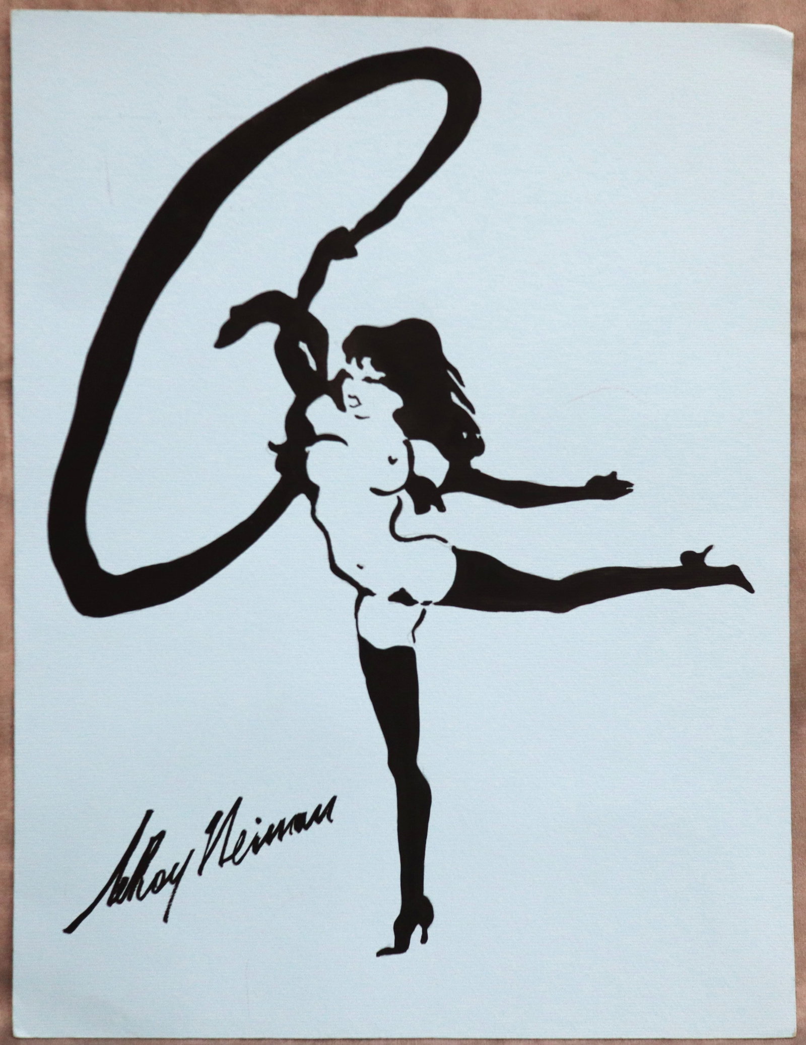LeRoy Neiman, Playboy Femlin Lasso, Original Drawing: Artist: LeRoy Neiman (1921-2012) Title: Playboy Femlin - Surface: Paper Type: Drawing / Sketch Size: Medium: Watercolor / Ink Origin: USA Year: Circa 1990's to early 2000's Edition: Original Artist Bi