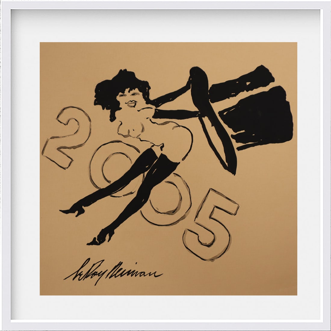LeRoy Neiman, Playboy Femlin 2005 NYE, Original Drawing: Artist: LeRoy Neiman Medium: Watercolor on Paper Subject: Playboy Magazine Femlin Condition: As Is Size: 8.75"x9" Origin: USA Year: Circa 1990's to early 2000's Edition: Original Artist Bio: LeRoy Nei