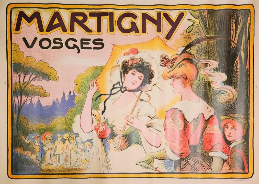 Original 2nd Edition Vintage Poster -Lucien Metivet 'Martigny' 1900'S: ORIGINAL LITHOGRAPH ON PAPER Brand: RIVE GAUCHE LITHO , INC. Artist: Lucien Metivet Title: "Martigny" Type of Advertising: CIGARETTES PAPER SIZE: 40.25" X 55.25" First edition: 1900's Date of Creation