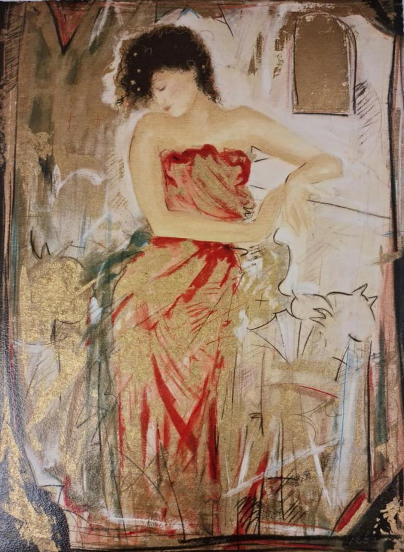 Janet Treby, Red Dress, signed limited edition serigraph: Artist: Janet Treby Title: Red Dress Medium: Serigraph Year: Unknown Size: 25.5" x 18.5" Edition: Out of 485 Hand-Signed & Numbered Condition: Excellent Certificate of Authenticity is included