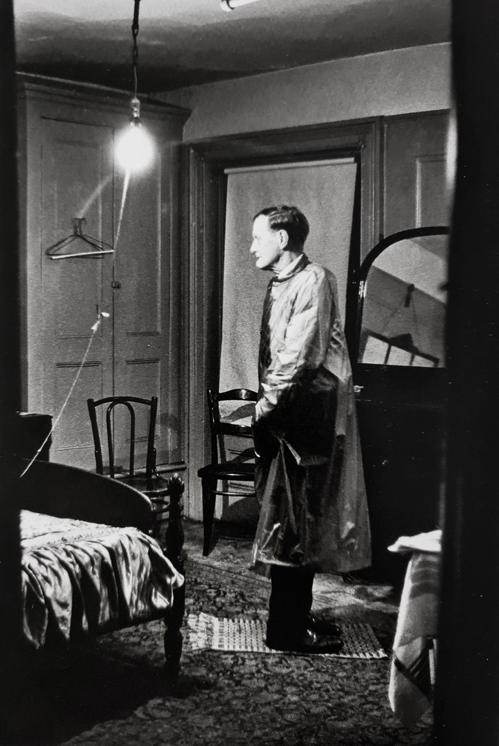 Diane Arbus, The Backwards Man in his hotel room, N.Y.C., 1961: Photographer: Diane Arbus Born: March 14, 1923, New York, New York, United States. Died: July 26, 1971, Westbeth Artists Housing, New York, United States. Diane Arbus was an American photographer. Arb