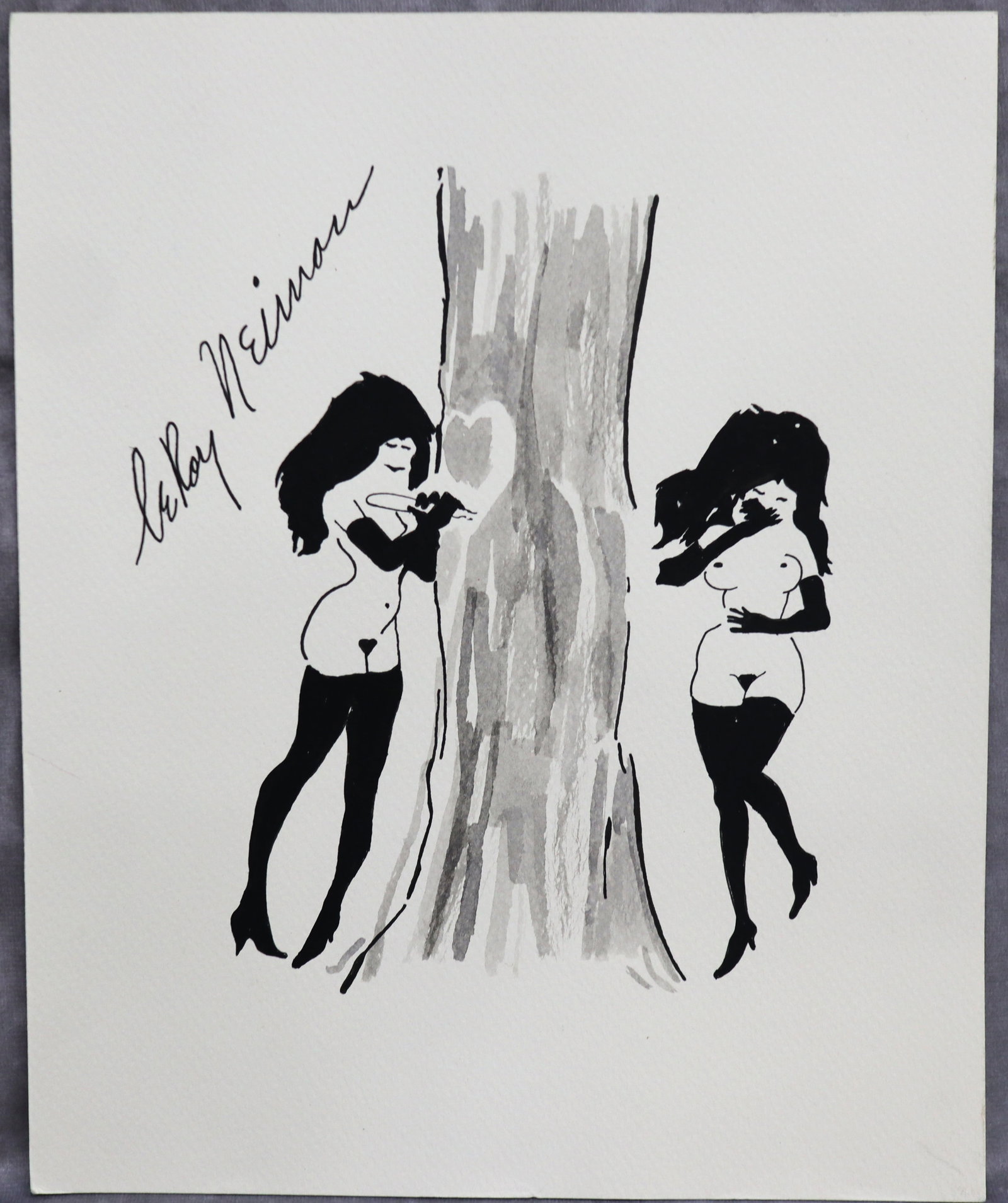 LeRoy Neiman, Playboy Femlin Love, Original Drawing: Artist: LeRoy Neiman (1921-2012) Title: Playboy Femlin - Surface: Paper Type: Drawing / Sketch Size: Medium: Watercolor / Ink Origin: USA Year: Circa 1990's to early 2000's Edition: Original Artist Bi