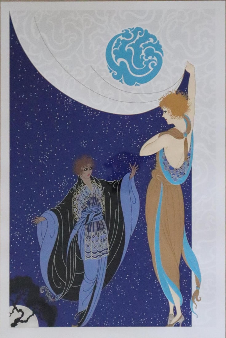 Erte, 'Nocturne', Signed & Numbered Serigraph: Title: "Nocturne" Artist:Erte Type: Serigraph Image Dimensions: 26 x 20 Year Produced: 1985 Edition: 258/300 Condition: Excellent Buyers Premium-