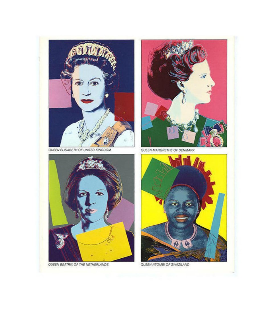 Andy Warhol, Queen Elizabeth Ii 1985 Reigning Queens Rare Invitation: Artist: Andy Warhol (American, 1928 - 1987) Title: "Reigning Queens [invitation]" Medium: Color offset lithograph Date: Composed 1985 Dimensions: Overall size: 7 1/4 x 13 3/4 in. (184 x 349 mm). Image