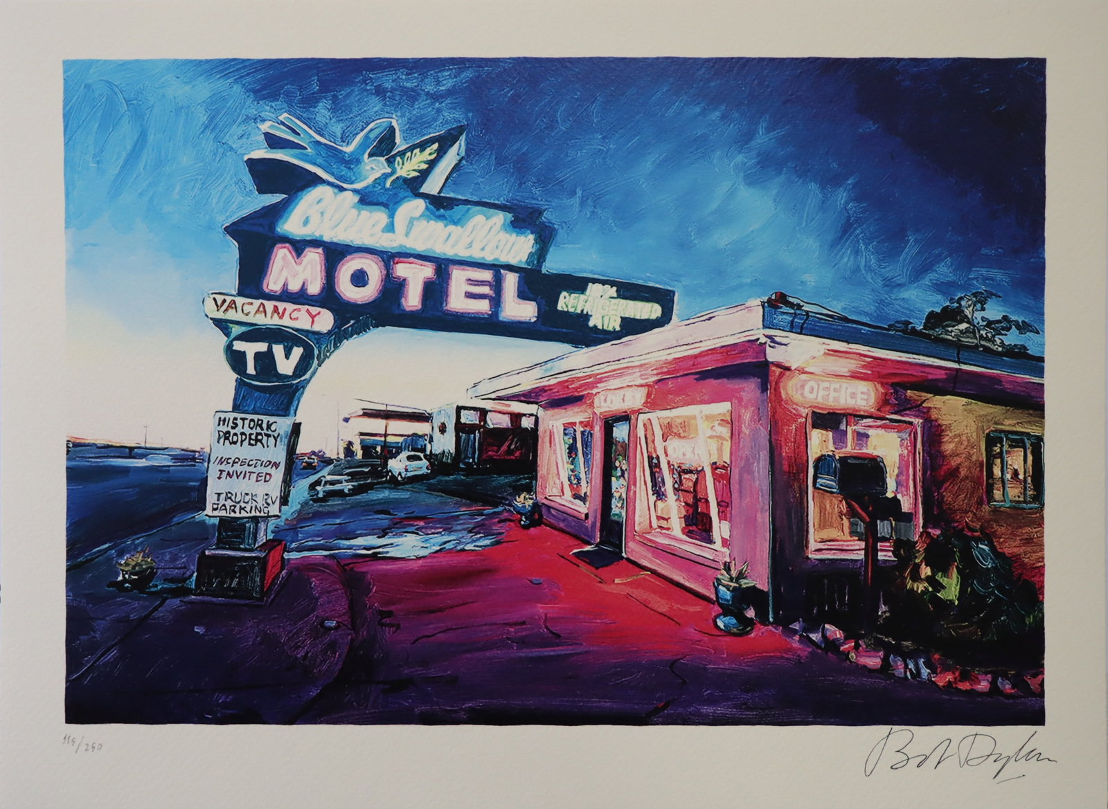 Bob Dylan, Blue Swallow Motel: Route 66, Limited Run Facsimile Lithograph (1 of 3)
