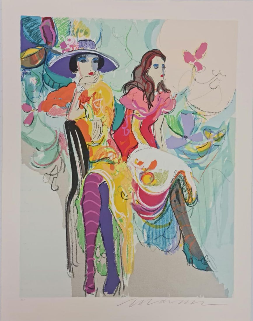 Isaac Maimon, Les Coquettes I (Artist Proof): Artist: Isaac Maimon Title: Caf? De Lion Medium: Serigraph Year: 1992 Size: 49.5" x 37.5" Edition: Out of 50 Artist Proof Hand-Signed & Numbered Condition: Excellent is included