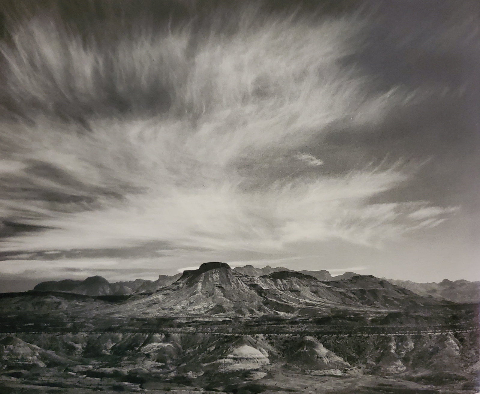 Ansel Adams, Burro Mesa and the Chisos Mountains, Big Bend National Park, Texas 1947: Photographer: Ansel Adams (American, 1902 - 1984) - Internationally renowned American photographer. One of the most influential artists in photographic history. Title: "Burro Mesa and the Chisos Mount