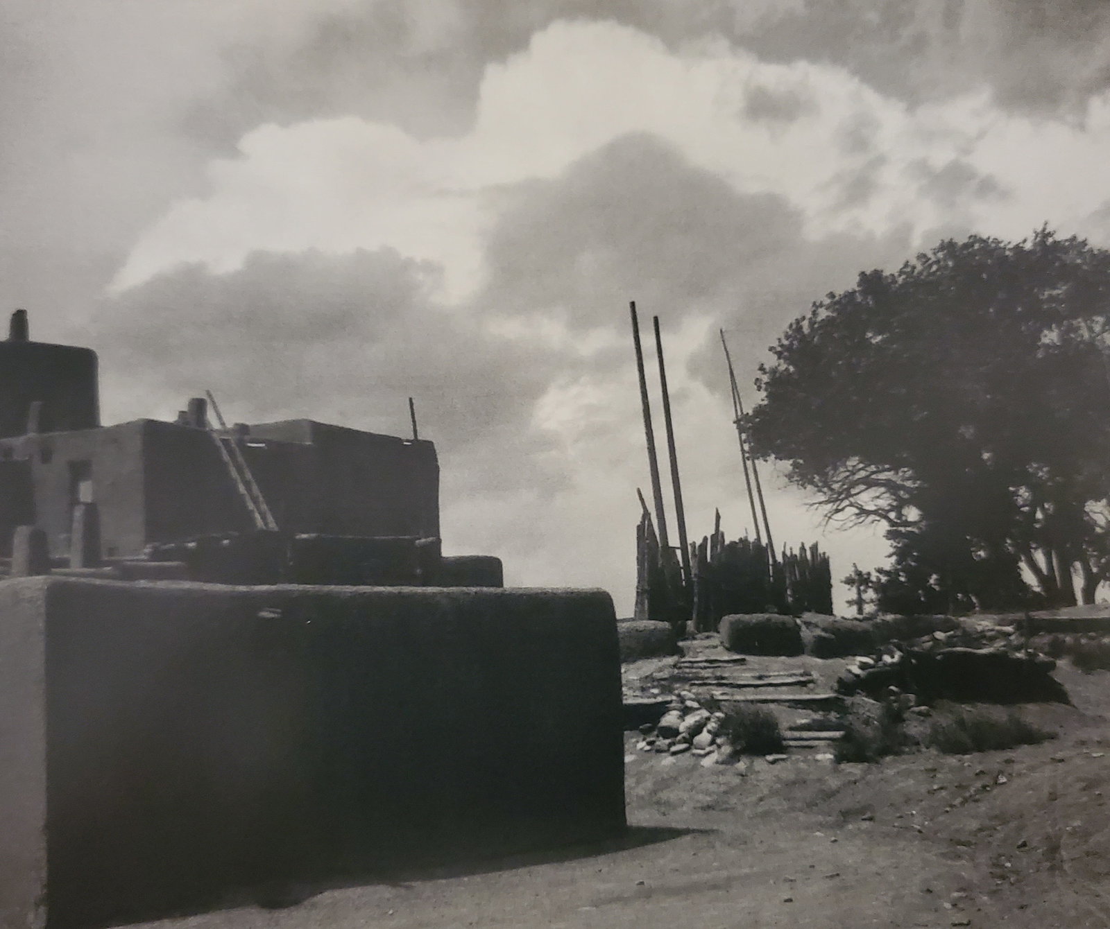 Ansel Adams, Kiva and Clouds, Taos Pueblo, New Mexico, C. 1929: Photographer: Ansel Adams (American, 1902 - 1984) - Internationally renowned American photographer. One of the most influential artists in photographic history. Title: "Kiva and Clouds, Taos Pueblo, N