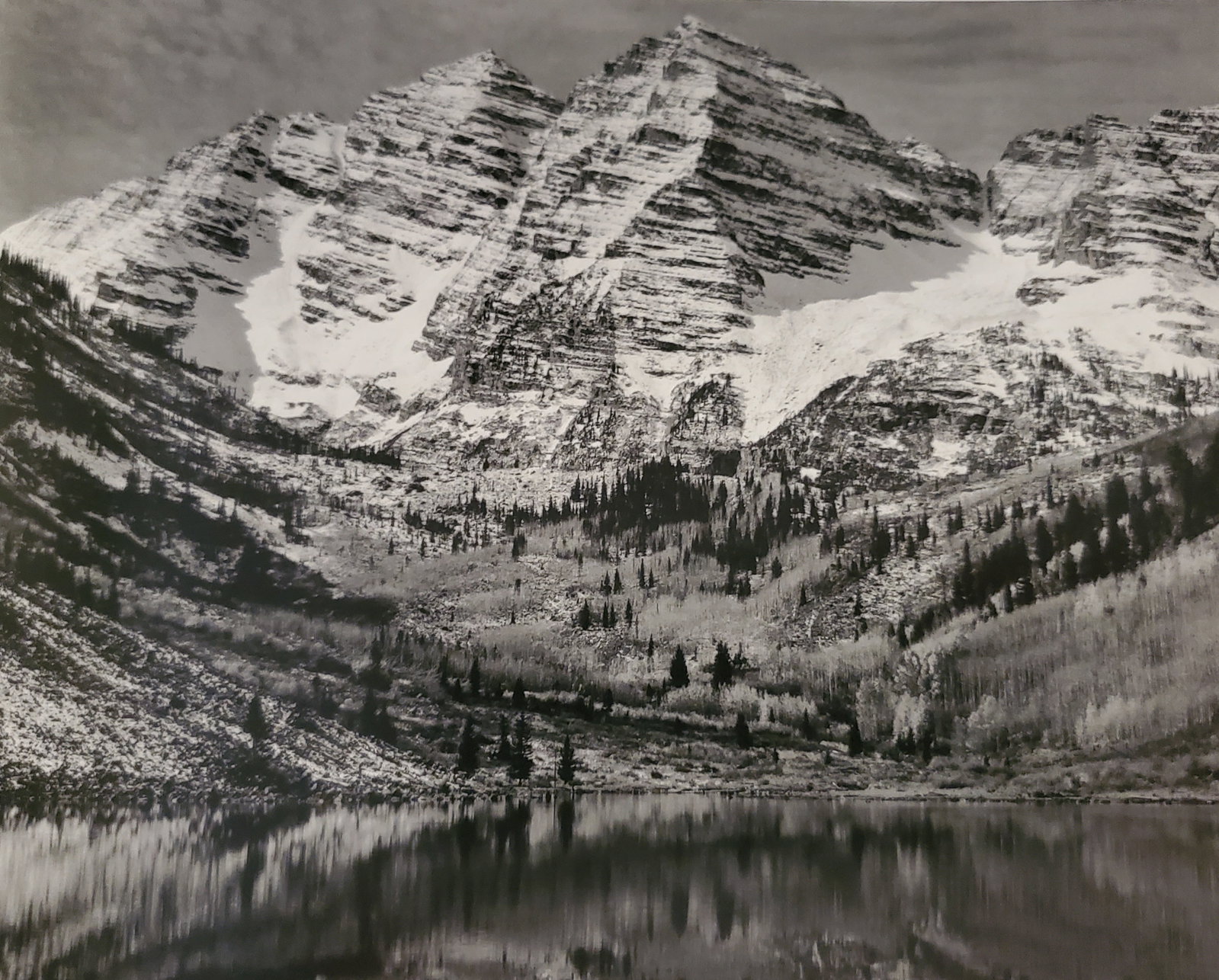 Ansel Adams, Maroon Bells, Near Aspen, Colarado, 1951: Photographer: Ansel Adams (American, 1902 - 1984) - Internationally renowned American photographer. One of the most influential artists in photographic history. Title: "Maroon Bells, Near Aspen, Colar