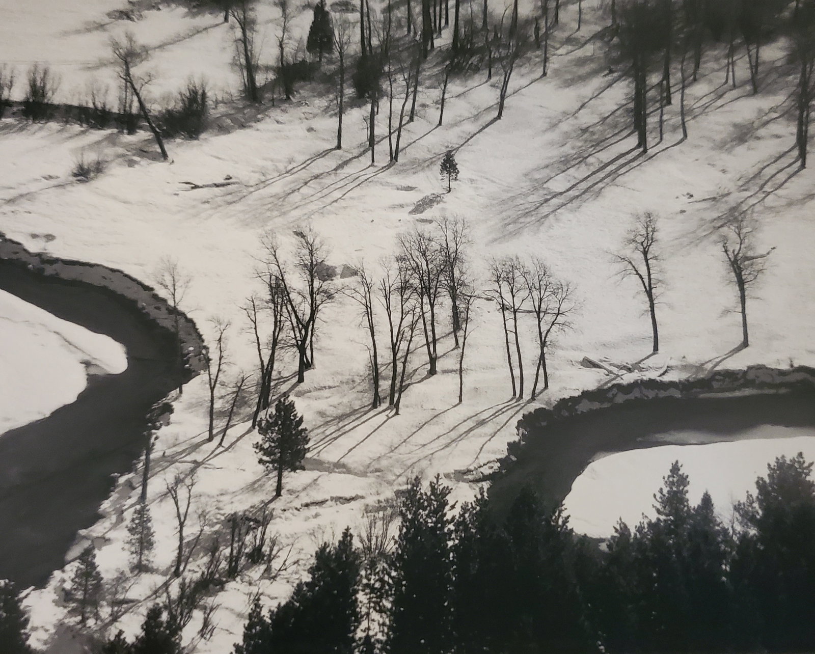 Ansel Adams, Merced River and Snow From Columbia Point, Yosemite National Park, California, C. 1923: Photographer: Ansel Adams (American, 1902 - 1984) - Internationally renowned American photographer. One of the most influential artists in photographic history. Title: "Merced River and Snow From Colu