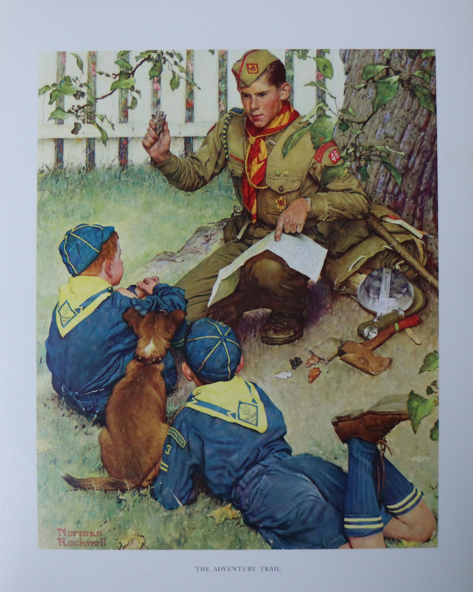 Norman Rockwell, 'The Adventure Trail', Offset Lithograph, 1969: Artist: Norman Rockwell (American, 1894-1978) Title: Surface: Gloss Paper Type: Offset Lithograph Year: 1969 Size: 14"x11" inches (35.6 x 27.9 cm) (sheet, each)Origin: USA Signed: No Artist Bio: First
