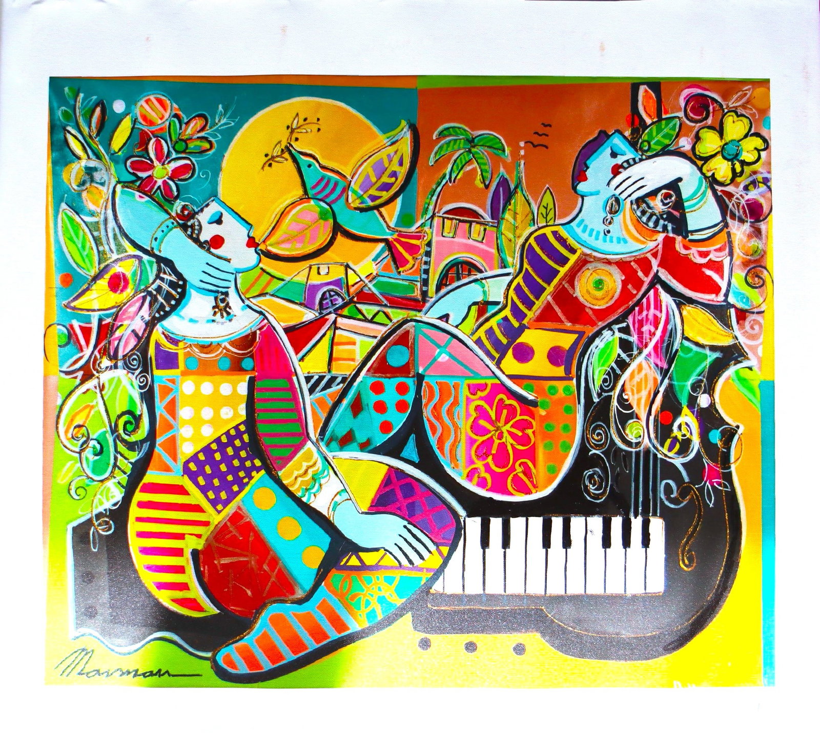 Isaac Maimon, Song of Meditation - Renaissance Series, Mixed Media on Canvas: Artist: Issac Maimon (1951-Present) Title: Song of Meditiation - Renaissance Series Year: 2023 Signed: Yes Edition: Unique Approximate Image Size: 24"x20" Approximate Canvas Size: 28"x24.5" Type: Embe