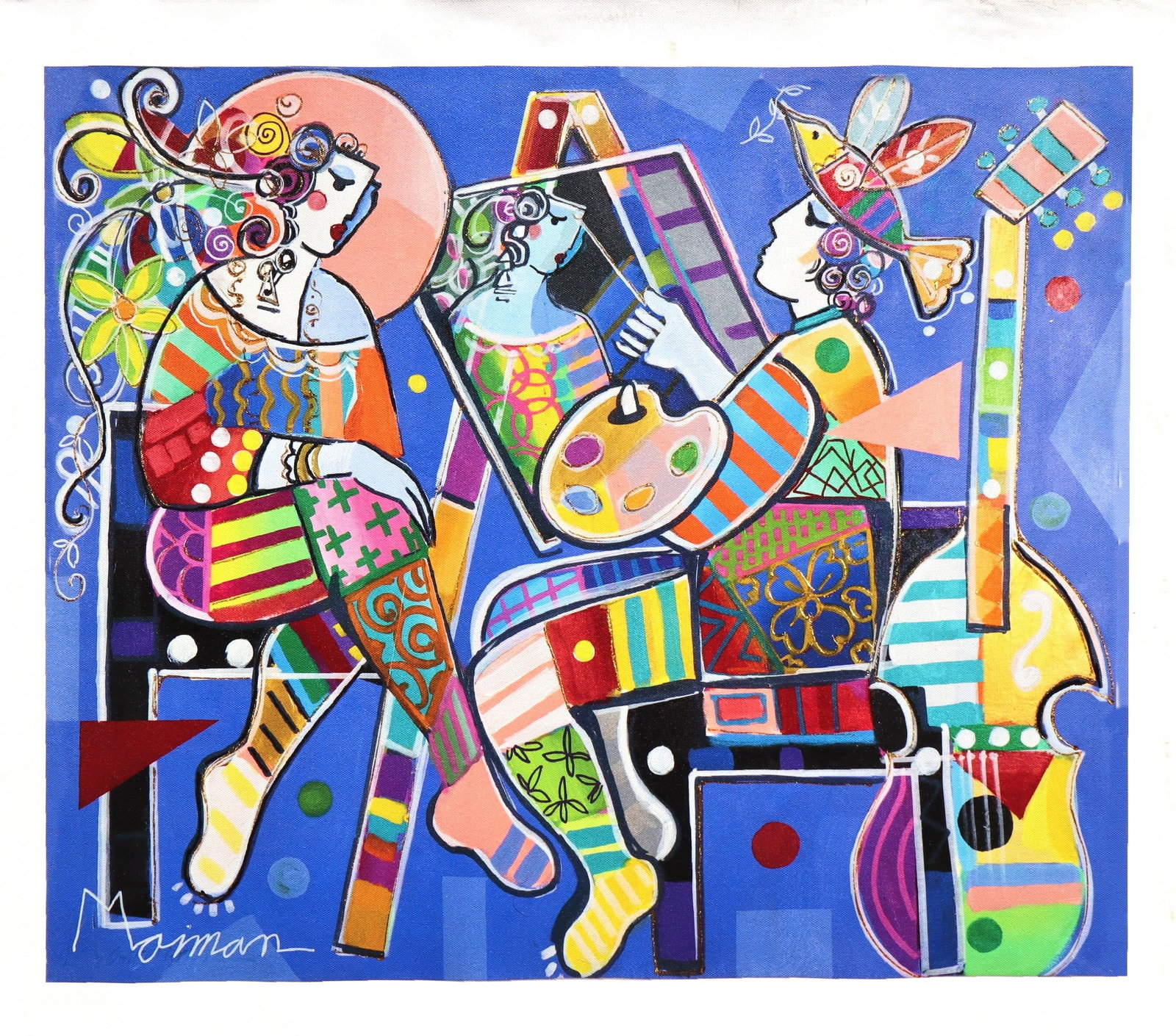 Isaac Maimon, Untitled, Mixed Media on Canvas: Artist: Issac Maimon (1951-Present) Title: Untitled Year: C. 2020 Signed: Yes Edition: Unique Approximate Image Size: 24"x20" Approximate Canvas Size: 28"x24.5" Type: Embellished Serigraph Surface: Ca