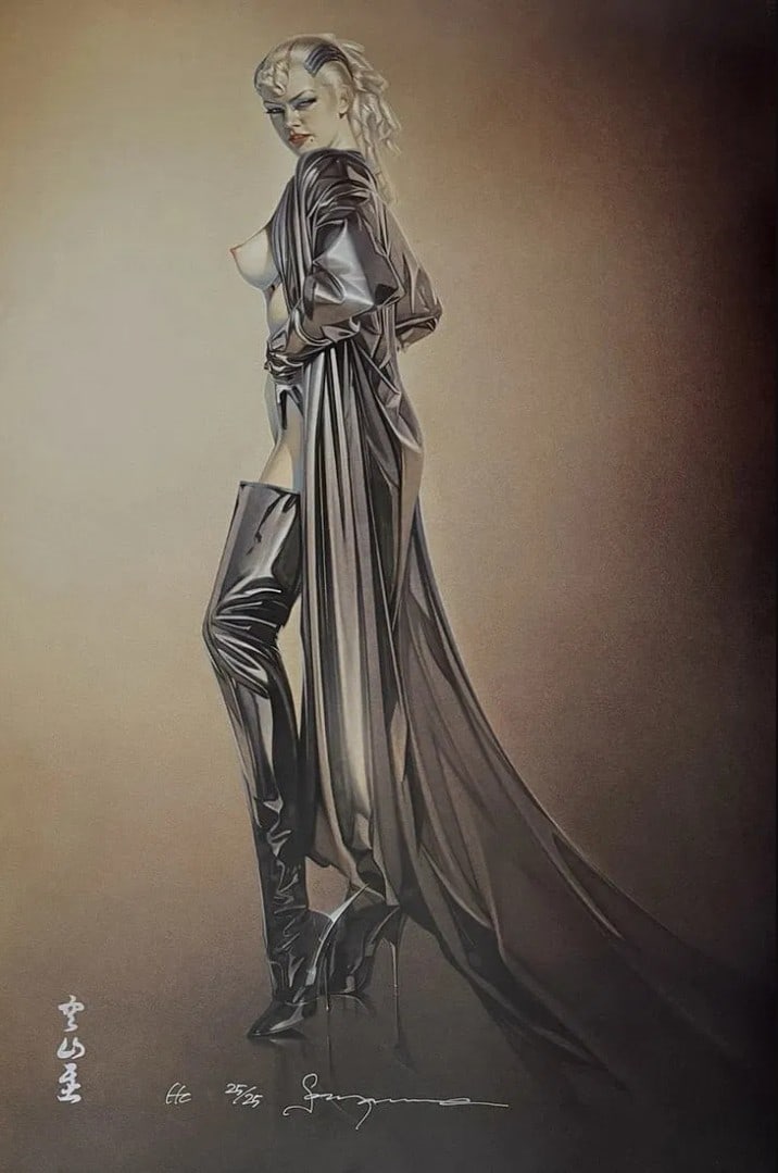 Hajime Sorayama, 'Femme En Cuissardes', Signed Limited Edition HC 25/25: Artist:Hajime Sorayama Title: Femme En Cuissardes Surface: Gloss Paper Type: Offset Lithograph Edition- Hc 25/25 Size: 42 x 24 Signed: Yes Condition- Very Good