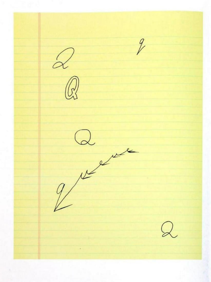 David Hockney, Letter Q - Framed Lithograph: Artist: David Hockney. Title: Letter Q from "Hockney's Alphabet" Year: 1991. Dimensions: 12 5/8in. by 9 5/8in. Frame size approx: 20x17 Inches. Publisher: Faber and Faber Limited London. Suite: Hockne