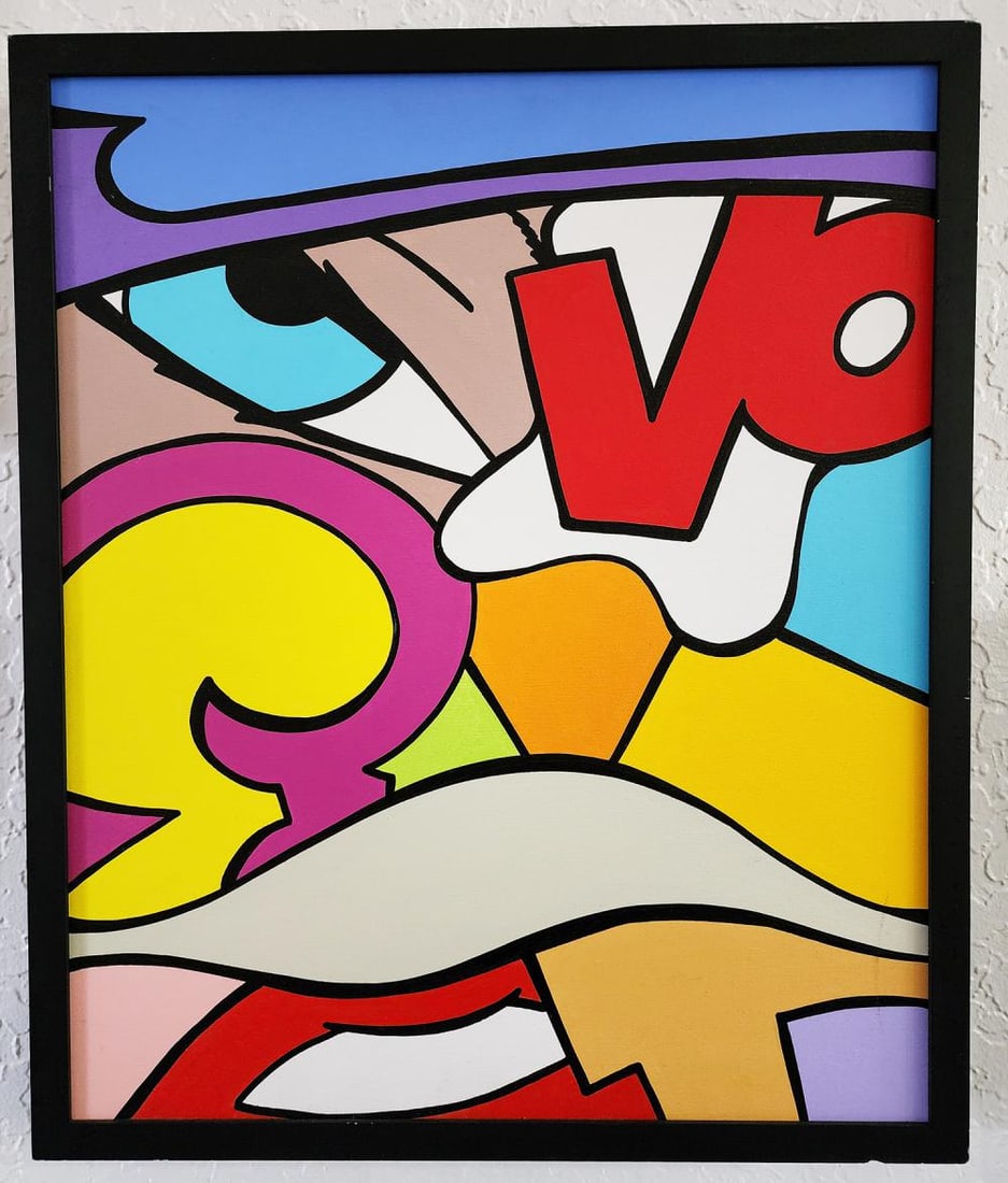 John Matos "Crash", 'Royal Tea', Signed Mixed Media Acrylic Canvas Painting, 2009: CRASH [JOHN MATOS] (AMERICAN B. 1961) "Royal Tea - 2009" Acrylic and spray paint on canvas 24" x 20" image 25.5" x 21.5" framed Signed, Titled, and dated on the verso In excellent condition PROVENANCE