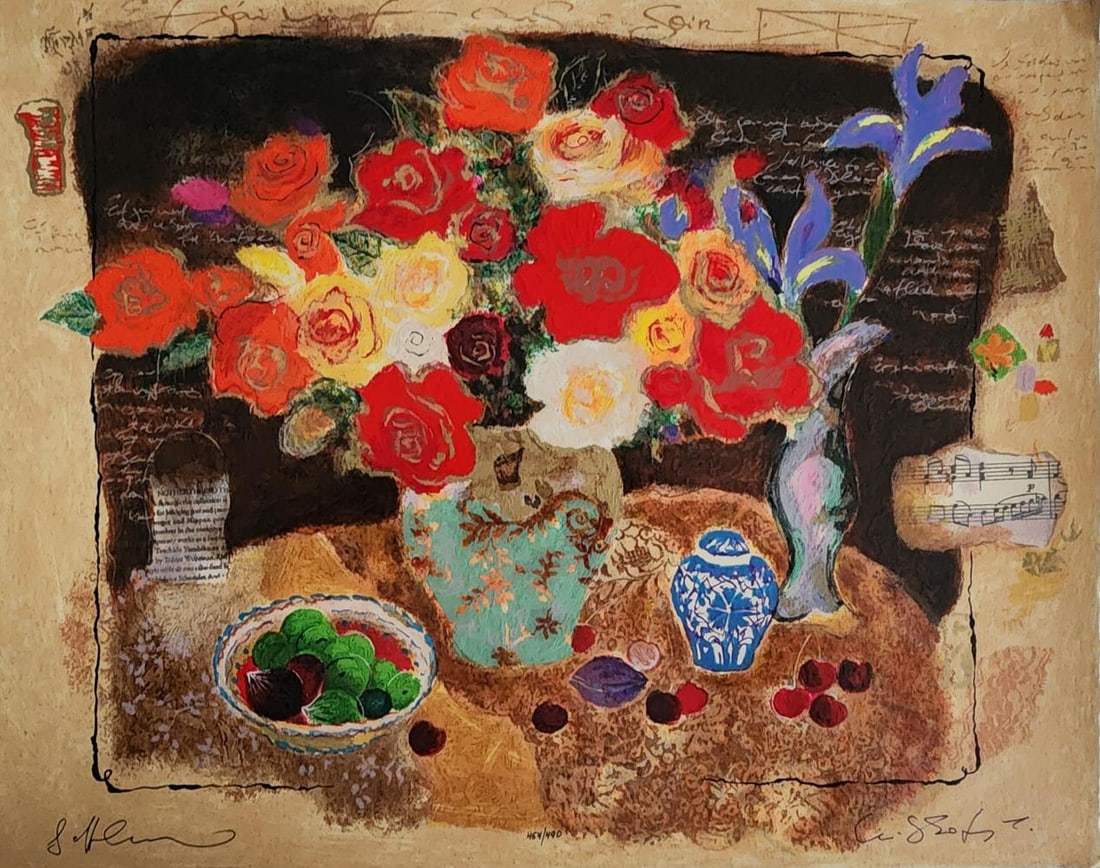 Alexander Galtchansky (1959-2008) And Tanya Wissotzky (1959-2006), 'Chinese Vase' Hand Signed: Artist: Alexander Galtchansky (1959-2008) and Tanya Wissotzky (1959-2006) Title:"Chinese Vase" Type: Serigraph / Silk Screen on deckle edged paper Edition: Limited Plate Signed and numbered Size: appr