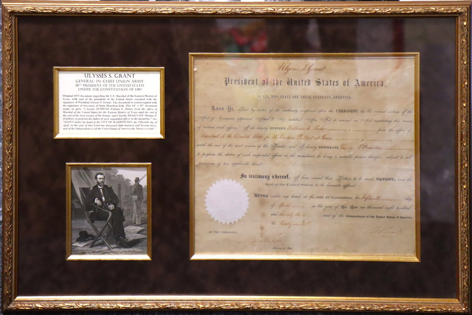 Ulysses S. Grant Presidential Hand-Signed Appointment Document, 1873 (1 of 5)